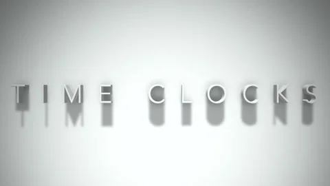 Time Clocks 3D title animation with shadows on a white background Video stock 296747063