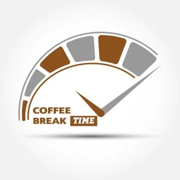 Time for a coffee break. Vector illustration with a dial and inscription Stock Illustration
