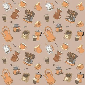 Time for Coffee Repeat Pattern 스톡 일러스트