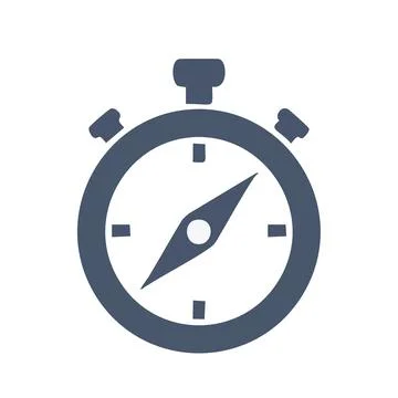 Time compass icon. Simple compass icon inside a stopwatch. Time management,.. Stock Illustration