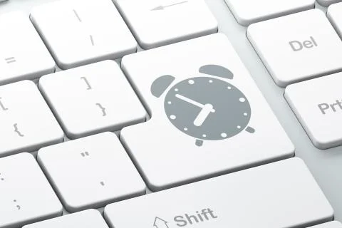 Time concept: Alarm Clock on computer keyboard background Stockillustratie