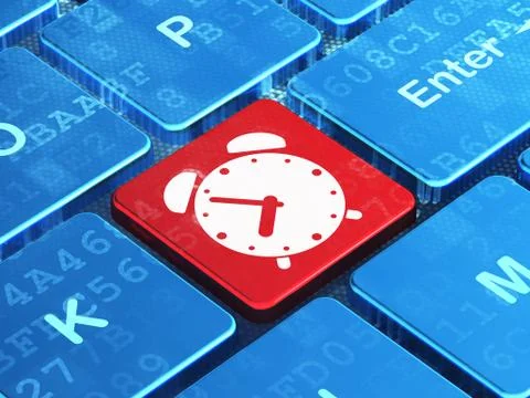 Time concept: Alarm Clock on computer keyboard background Stock Illustration