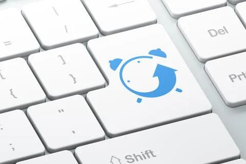 Time concept: Alarm Clock on computer keyboard background イラスト素材