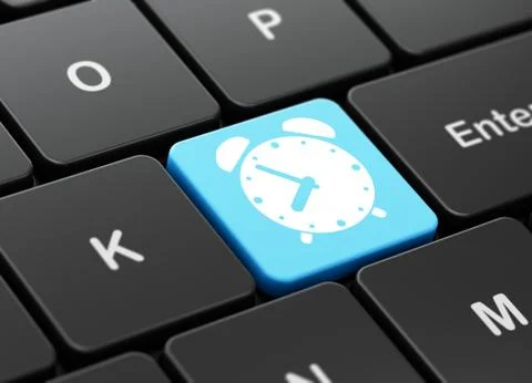 Time concept: Alarm Clock on computer keyboard background Stock Illustration
