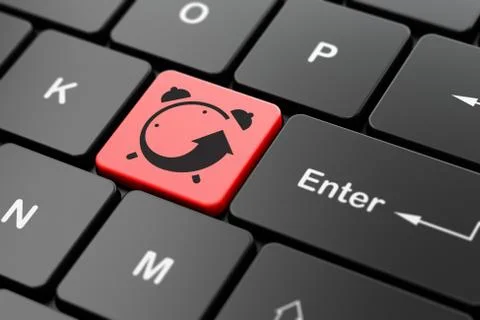 Time concept: Alarm Clock on computer keyboard background Stock Illustration