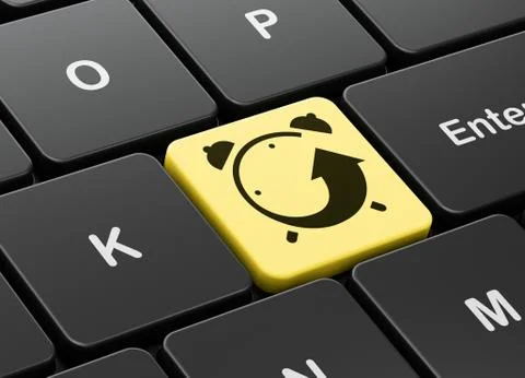 Time concept: Alarm Clock on computer keyboard background Stock Illustration