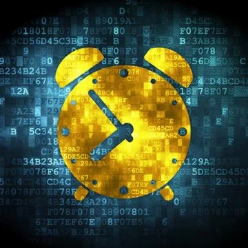 Time concept: Alarm Clock on digital background 스톡 일러스트
