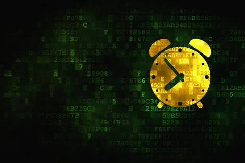 Time concept: Alarm Clock on digital background 스톡 일러스트
