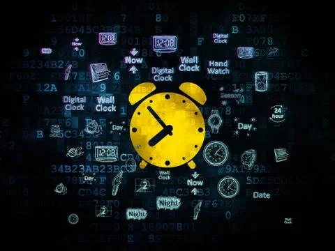 Time concept: Alarm Clock on Digital background Stock Illustration