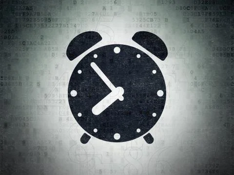 Time concept: Alarm Clock on Digital Data Paper background Illustrazione stock