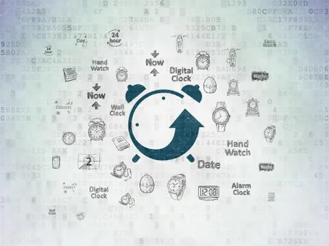 Time concept: Alarm Clock on Digital Data Paper background Stockillustratie