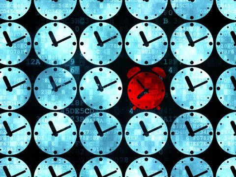 Time concept: alarm clock icon on Digital background 스톡 일러스트