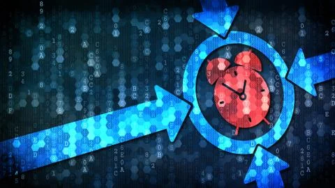 Time Concept: Alarm Clock - Image on Pixelated Background. Stock Illustration