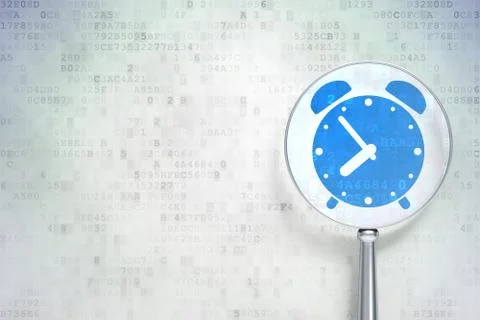 Time concept: Alarm Clock with optical glass on digital Stock Illustration