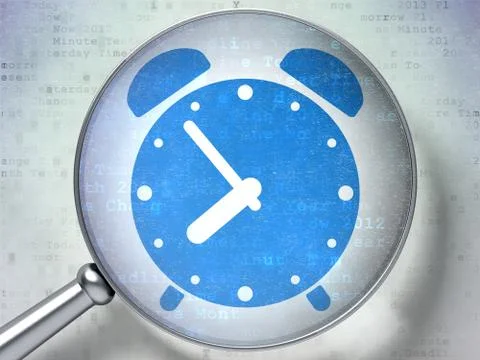 Time concept: Alarm Clock with optical glass on digital backgro Stock Illustration