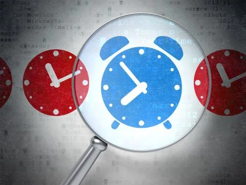 Time concept: Alarm Clock with optical glass on digital backgrou Stock Illustration