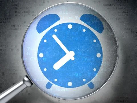 Time concept: Alarm Clock with optical glass on digital backgro Stock Illustration