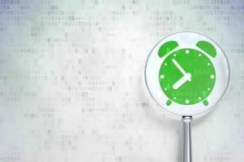 Time concept: Alarm Clock with optical glass on digital backgro Stock Illustration