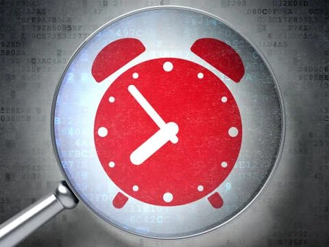 Time concept: Alarm Clock with optical glass Illustrazione stock