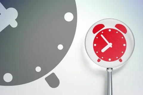 Time concept:  Alarm Clock with optical glass on digital background Illustration