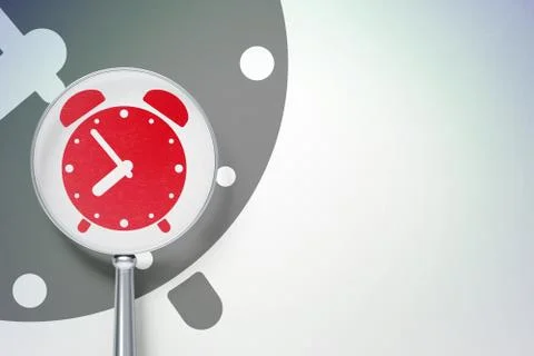 Time concept:  Alarm Clock with optical glass on digital backgroun Illustration