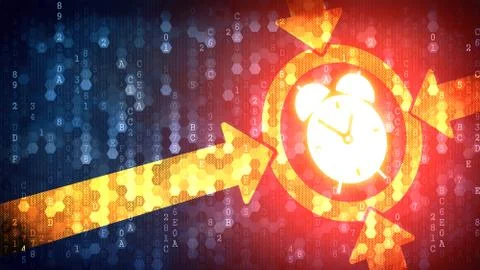 Time Concept: Alarm Clock - Sign on Dark Digital Background. 스톡 일러스트