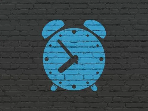 Time concept: Alarm Clock on wall background Ilustración de archivo