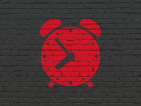Time concept: Alarm Clock on wall background Ilustración de archivo