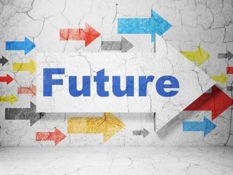 Time concept: arrow with Future on grunge wall background Ilustración de archivo