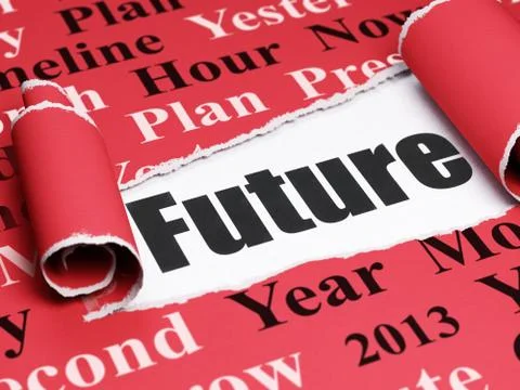 Time concept: black text Future under the piece of  torn paper Stock-Illustration