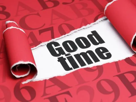 Time concept: black text Good Time under the piece of  torn paper Illustration