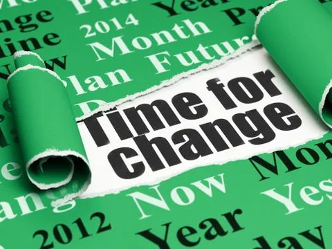 Time concept: black text Time for Change under the piece of  torn paper Illustrazione stock