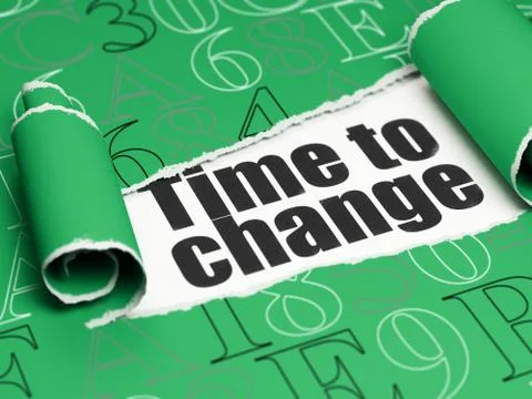 Time concept: black text Time to Change under the piece of  torn paper Illustration