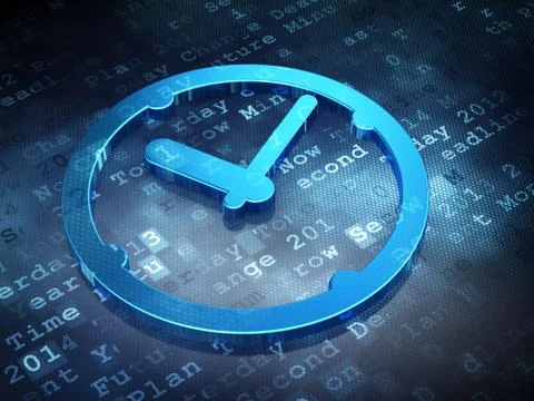 Time concept: Blue Clock on digital background Stock Illustration