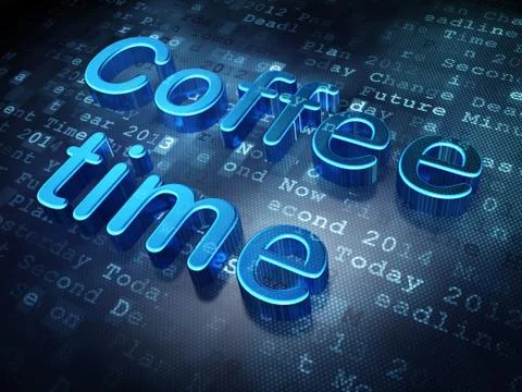Time concept: Blue Coffee Time on digital background Stock Illustration