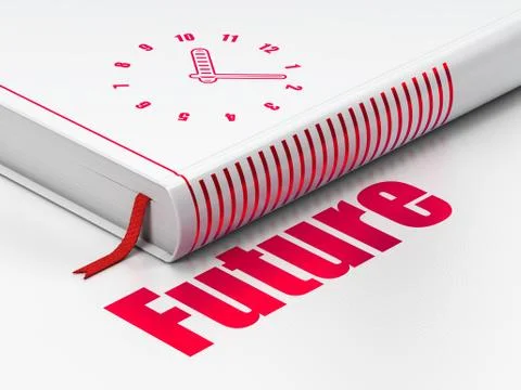 Time concept: book Clock, Future on white background Stock Illustration