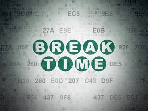 Time concept: Break Time on Digital Data Paper background Illustration