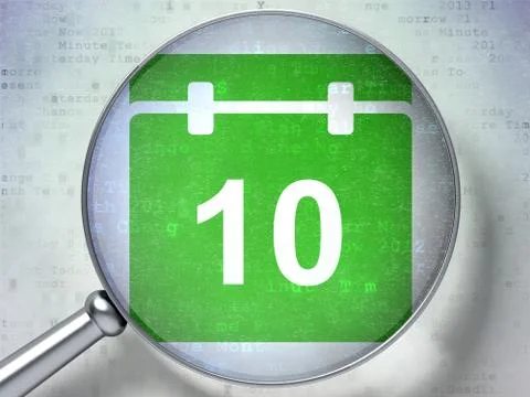 Time concept: Calendar with optical glass on digital background イラスト素材