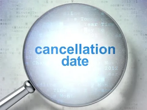 Time concept: Cancellation Date with optical glass 库存插图
