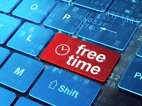 Time concept: Clock and Free Time on computer keyboard backgroun Stockillustratie