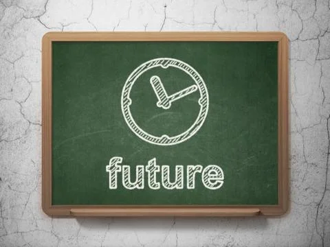 Time concept: Clock and Future on chalkboard background Stock Illustration