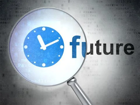 Time concept: Clock and Future with optical glass Stock Illustration