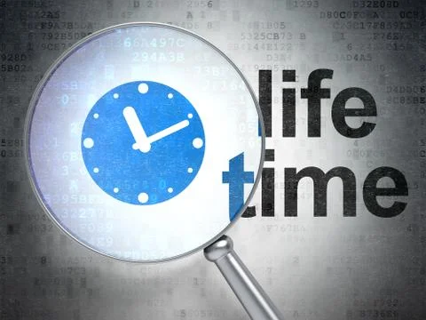 Time concept: Clock and Life Time with optical glass 库存插图