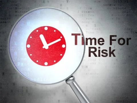 Time concept: Clock and Time For Risk with optical glass 库存插图
