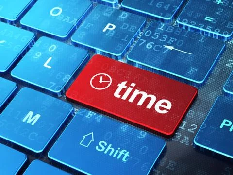 Time concept: Clock and Time on computer keyboard background 스톡 일러스트