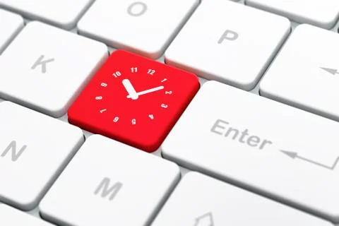 Time concept: Clock on computer keyboard background イラスト素材