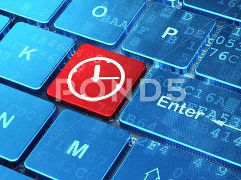 Time concept: Clock on computer keyboard background ~ Clip Art #37109423