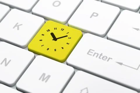 Time concept: Clock on computer keyboard background Stock Illustration