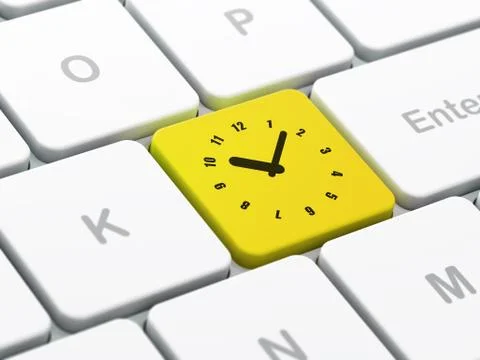 Time concept: Clock on computer keyboard background Stock Illustration