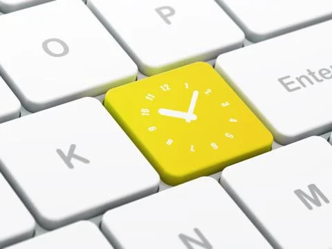 Time concept: Clock on computer keyboard background イラスト素材